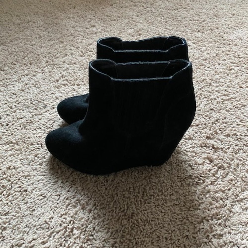 BP Black Suede Wedge Booties - Size 8